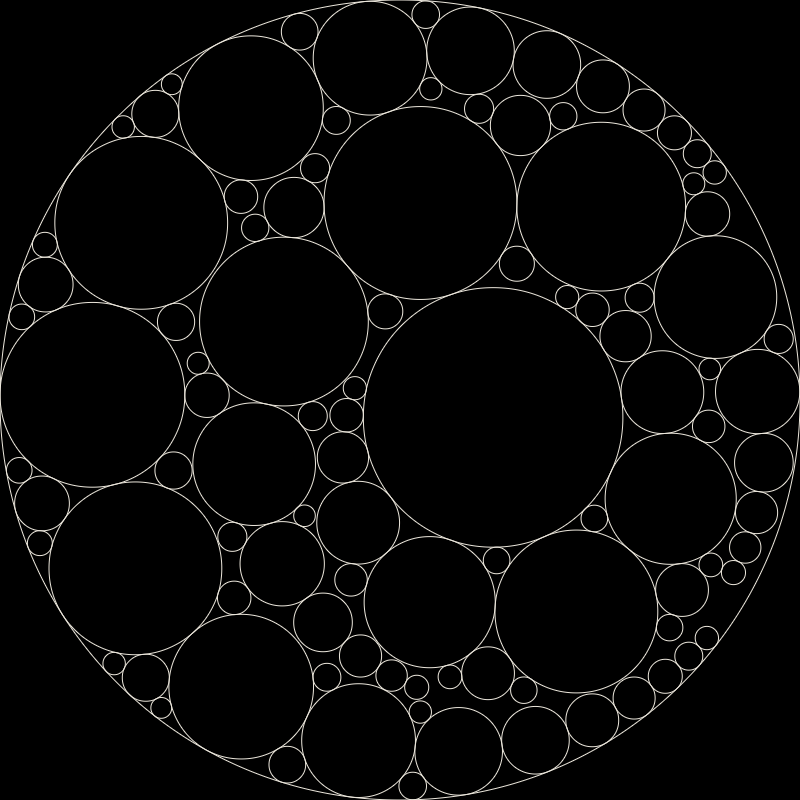 Apollonian gasket at 100 circles — structure emerging